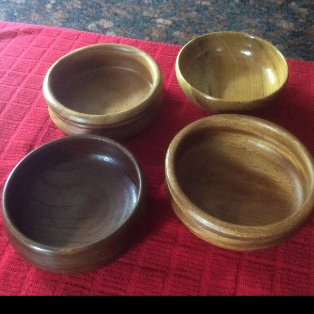 Four Wooden Bowls